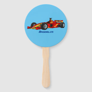 High speed racing cars cartoon illustration hand fan