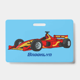 High speed racing cars cartoon illustration ID badge