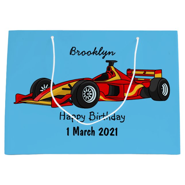 High speed racing cars cartoon illustration large gift bag (Front)