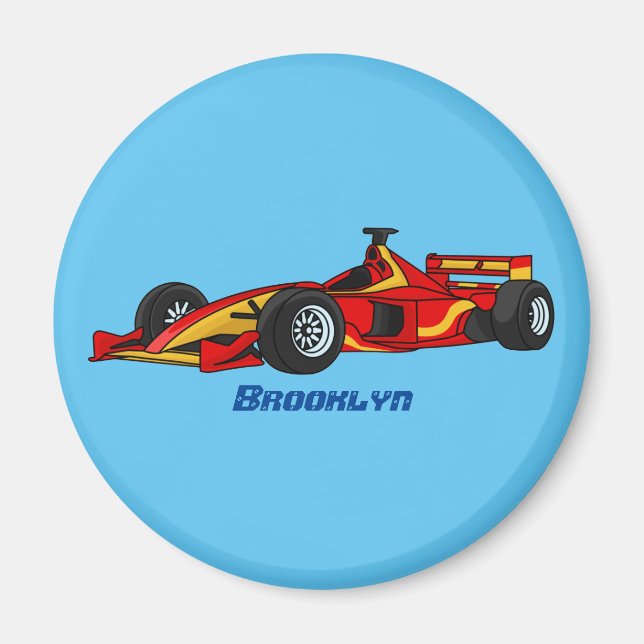 High speed racing cars cartoon illustration  magnet (Front)