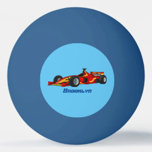 High speed racing cars cartoon illustration ping pong ball