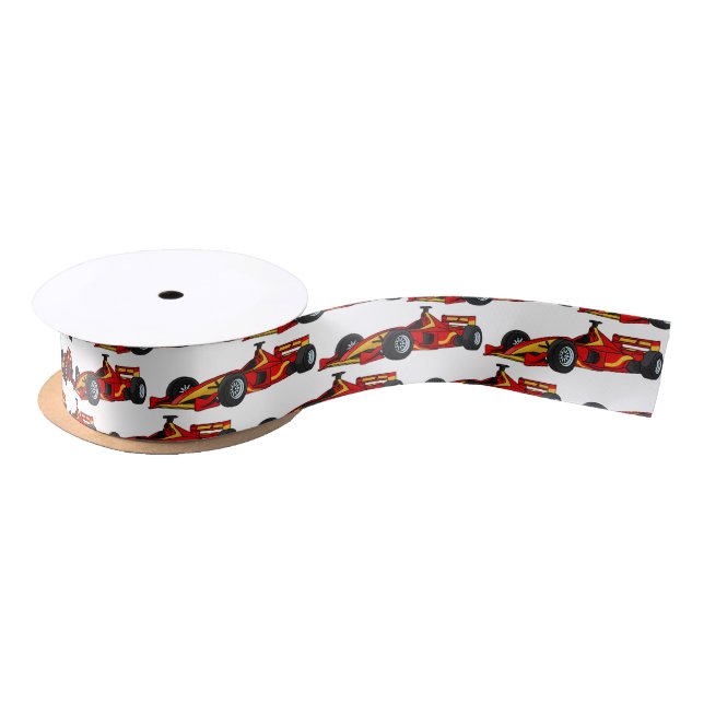 High speed racing cars cartoon illustration satin ribbon (Spool)