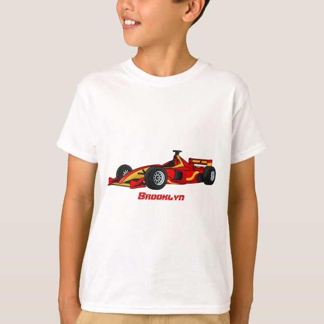 High speed racing cars cartoon illustration T-Shirt (Front)