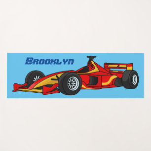 High speed racing cars cartoon illustration  yoga mat