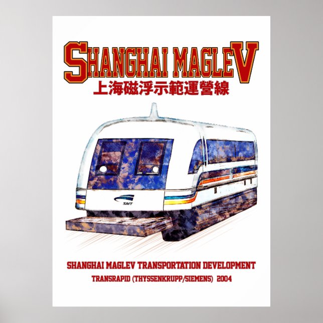 High-Speed Shanghai Maglev SMT Transrapid Train Poster (Front)