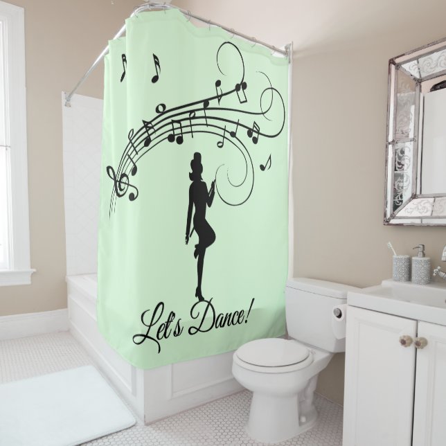 High Step Dance Custom Text Green Shower Curtain (In Situ)