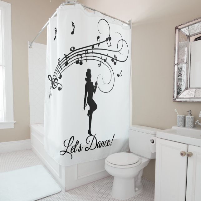 High Step Dance Custom Text White Shower Curtain (In Situ)