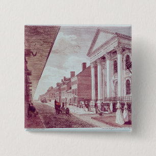High street with the first Presbyterian Church 15 Cm Square Badge