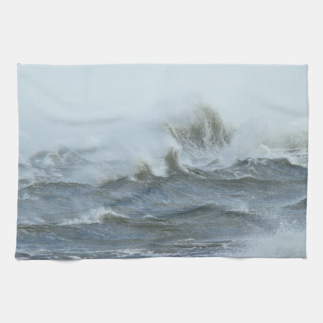High Surf - Outer Banks North Carolina Tea Towel (Horizontal)