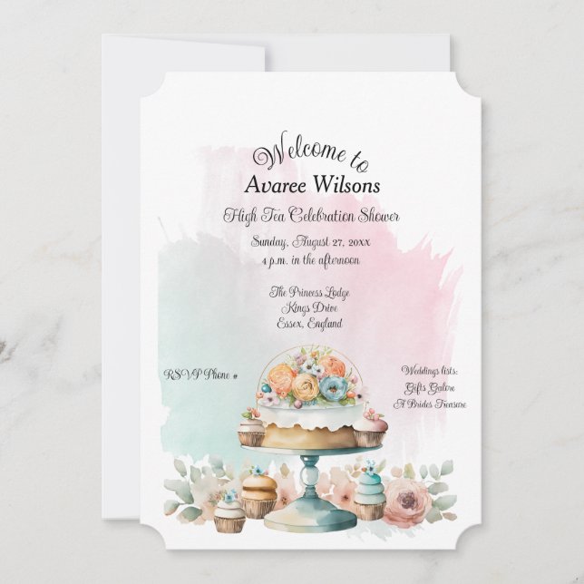 High Tea Bridal Shower Announcement (Front)