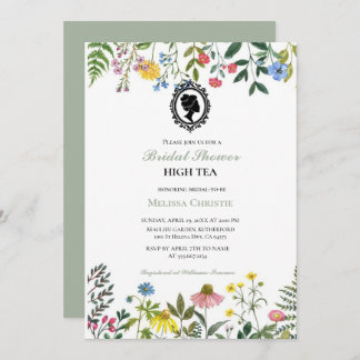 high tea garden party,beautiful soft pastel  invitation