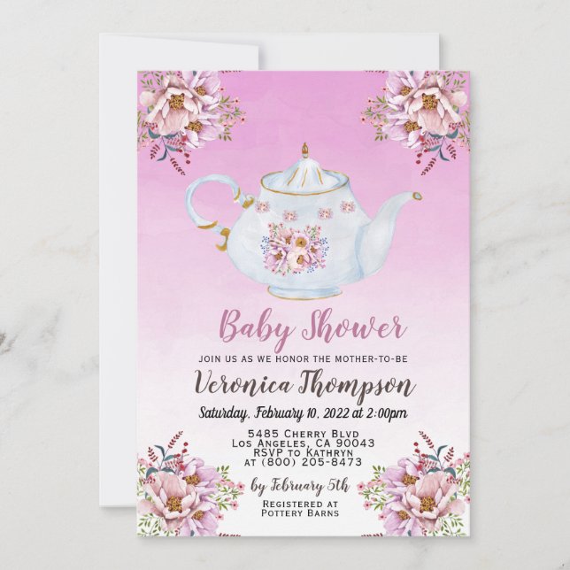 High Tea Party Baby Shower Invitation (Front)