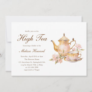 High Tea Pastel Gold Bridal Shower Invitation