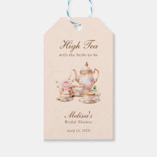 High Tea Pastel Orange Gold Bridal Shower Gift Tags