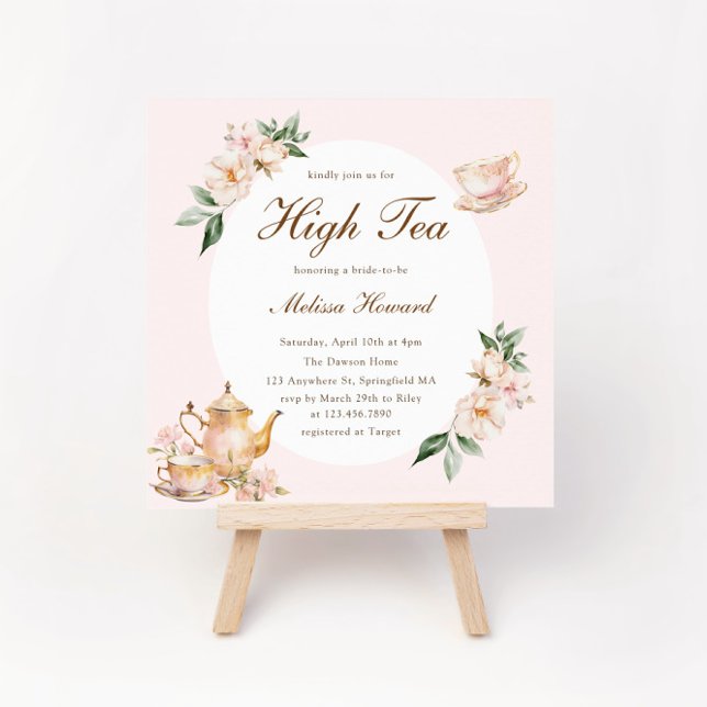 High Tea Pastel Pink Gold Bridal Shower Invitation (Creator Uploaded)