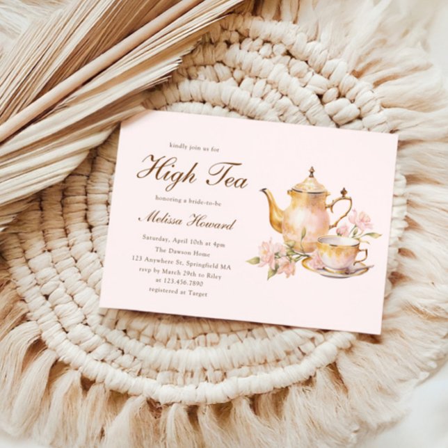High Tea Pastel Pink Gold Bridal Shower Invitation (Creator Uploaded)