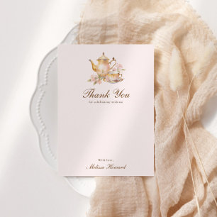 High Tea Pastel Pink Gold Bridal Shower Thank You Card