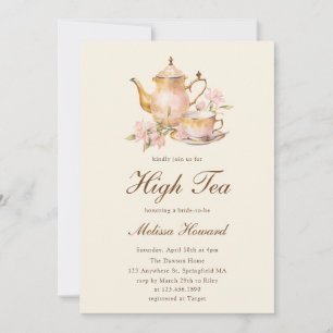 High Tea Pastel Yellow Gold Bridal Shower Invitation
