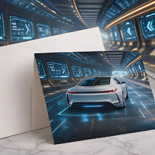 High-Tech Automotive Print   Modern Sci-Fi Car  Card