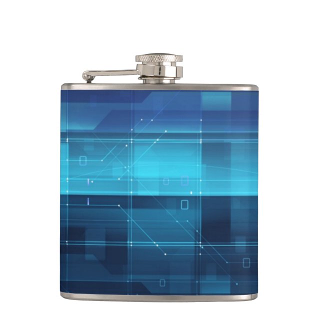 High tech digital background hip flask (Front)