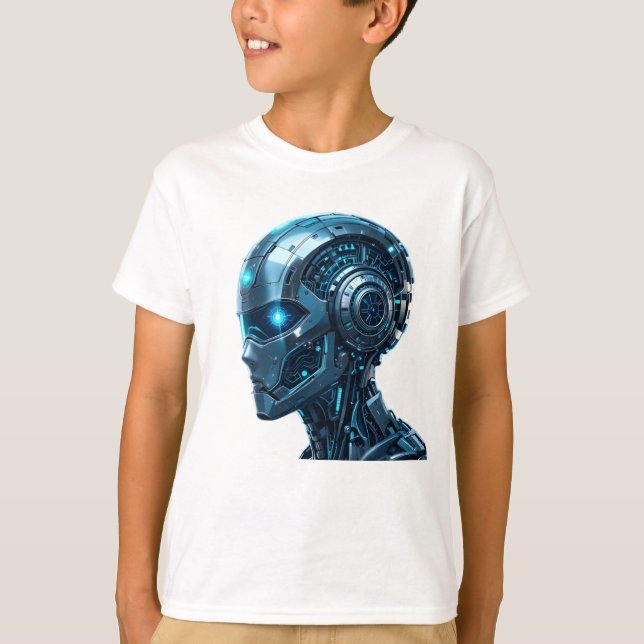 High-Tech Holographic & Metallic Design T-Shirt (Front)