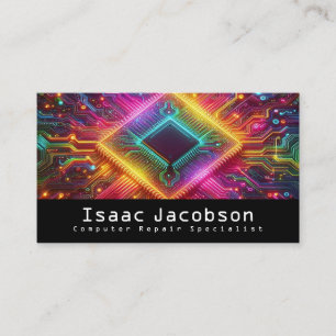 High Tech Rainbow Circuit Board Business Cards