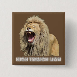 High Tension Lion 15 Cm Square Badge