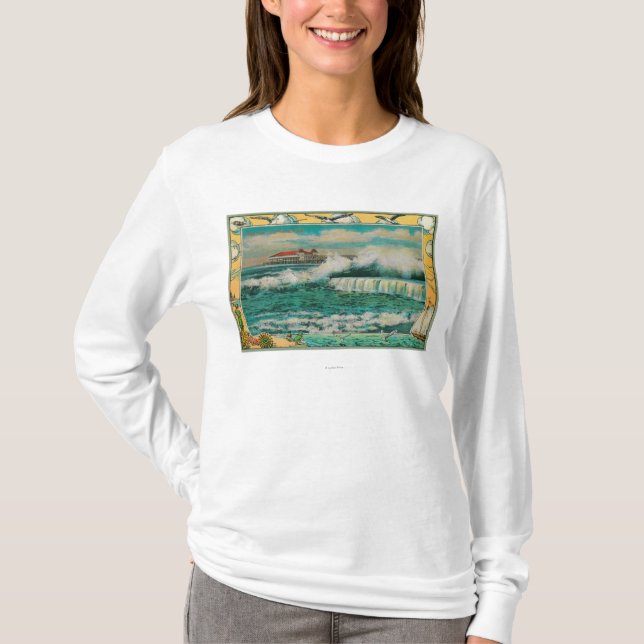 High Tide at Long Beach, California T-Shirt (Front)