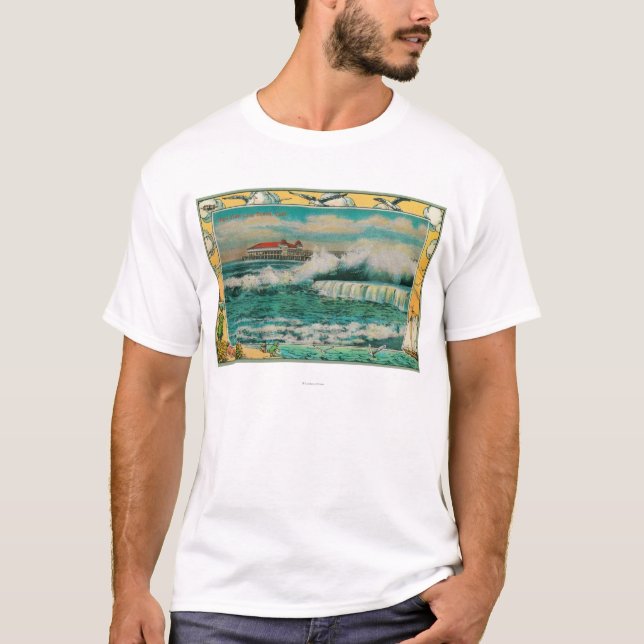 High Tide at Long Beach, California T-Shirt (Front)