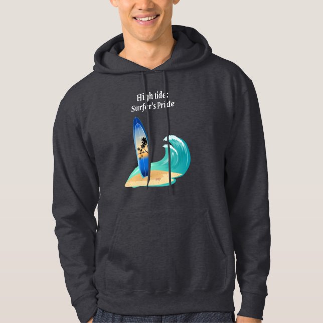 "High Tide: Surfer's Pride" adventure ocean beach  Hoodie (Front)