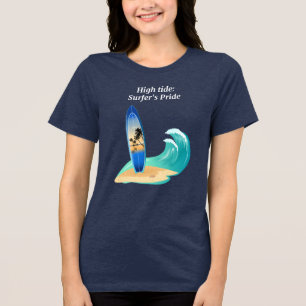 "High Tide: Surfer's Pride" adventure ocean beach Tri-Blend Shirt
