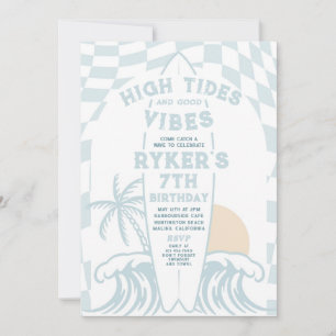 High Tides And Good Vibes Surf Birthday Party Invitation