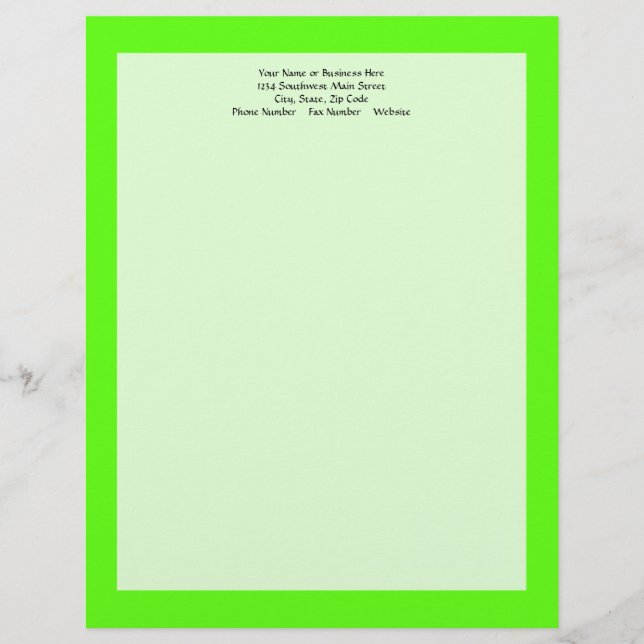 High Visibility Neon Green Custom Letterhead (Front)