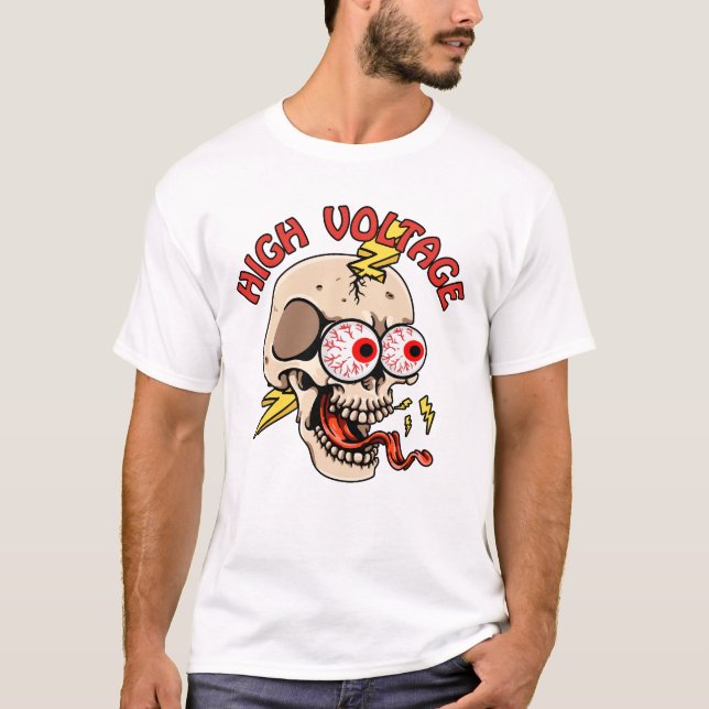 High voltage skull lineman electrician electrical  T-Shirt (Front)