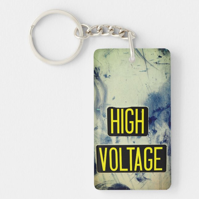 High Voltage Warning Sign - FUNNY Key Ring (Front)