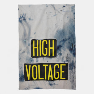High Voltage Warning Sign - FUNNY Tea Towel
