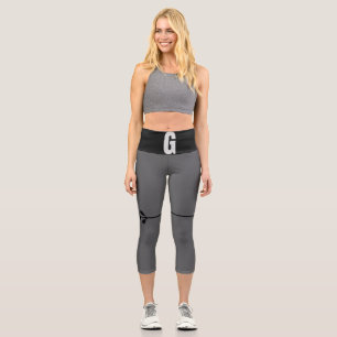 High waist grey capri leggings