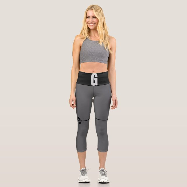 High waist grey  capri leggings (Front)