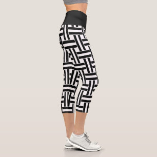 High Waisted Capri Black Chequered Leggings