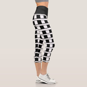 High Waisted Capri Black & White Chequered  Leggings