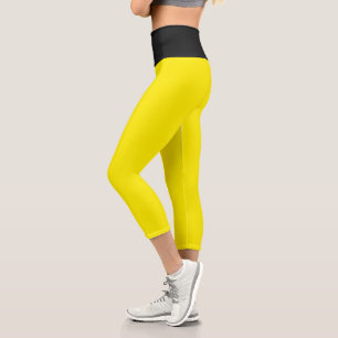 High Waisted Capri Black & Yellow