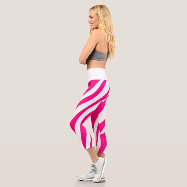 High Waisted Capri Hot Pink Leopard Leggings (Left)