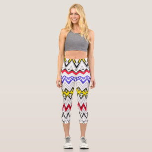 High Waisted Capris, A classic zigzag pattern Capri Leggings