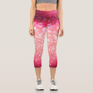 High Waisted Capris Leggings - Sparkle Hearts