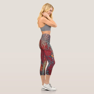 High Waisted Capris, Red Boards From The Past Capri Leggings