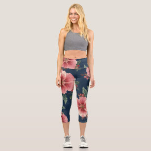 High Waisted Floral Capri Leggings