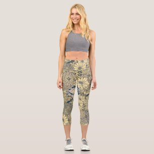High Waisted Floral Capri Leggings