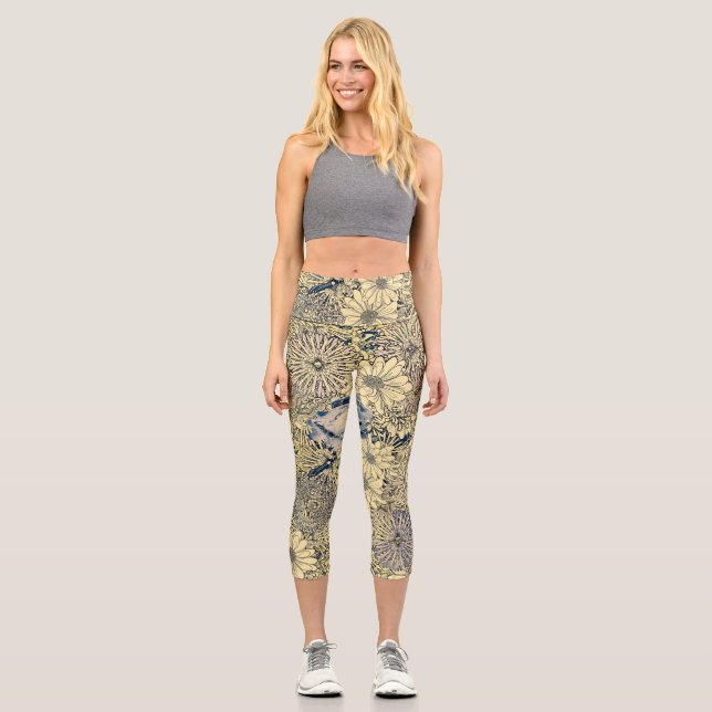 High Waisted Floral  Capri Leggings (Front)