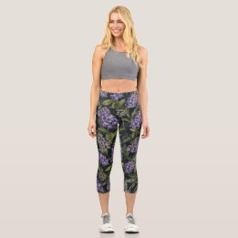 High Waisted Floral  Capri Leggings