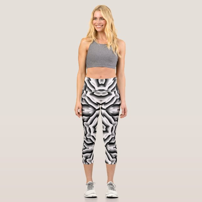 High Waisted unique symmetrical Capri design Leggings (Front)